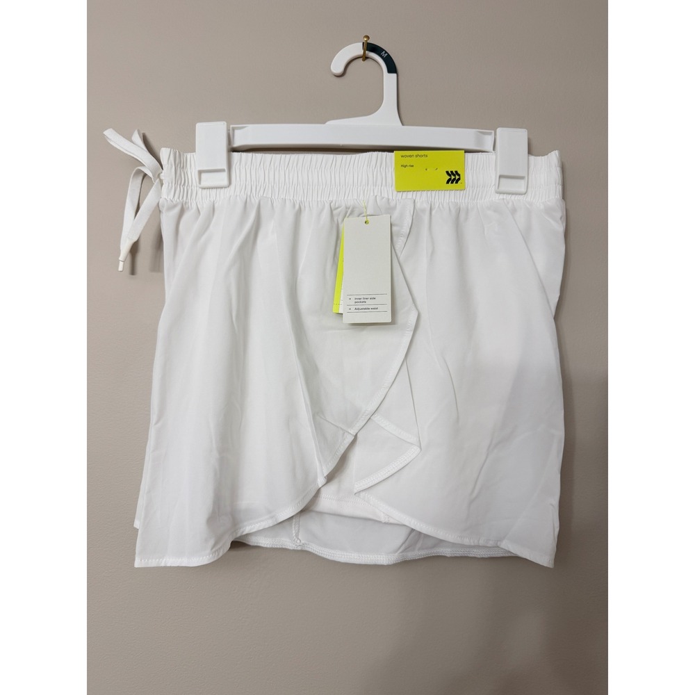 All in Motion Woven Flutter Short Women Size M White High Rise NWT